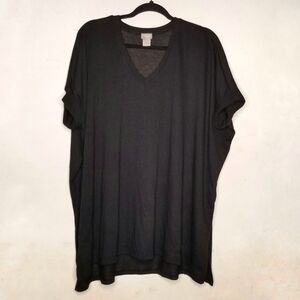 Chico's Knit Blouse Top Black Short Sleeves Oversized Wmn's Size M/L Shirt